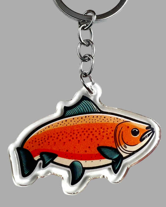 Salmon Acrylic Keychain, Wildlife Cute kawaii memorial ornament, pet portrait charm, backpack fob, dad car décor, stocking stuffer, birthday gift