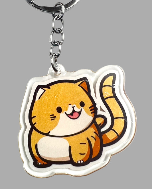 Orange Tabby Cat Acrylic keychain, Cute kawaii memorial ornament, pet portrait charm gift backpack fob, dad car décor, first day of school gift