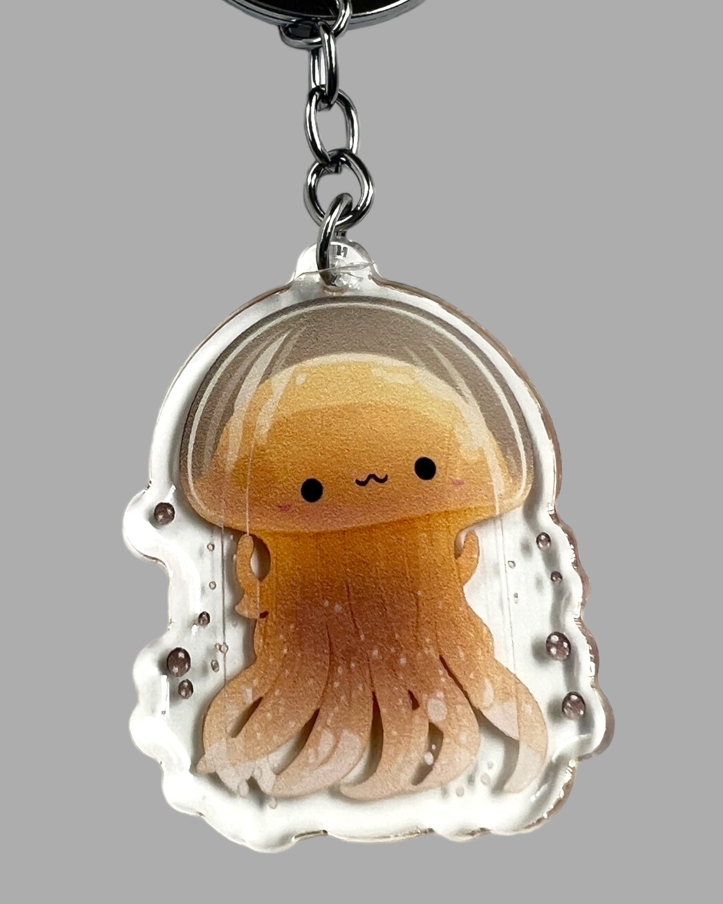 Jellyfish Acrylic Keychain, Wildlife Cute kawaii memorial ornament, pet portrait charm gift  backpack fob, dad car décor, first day of school gift