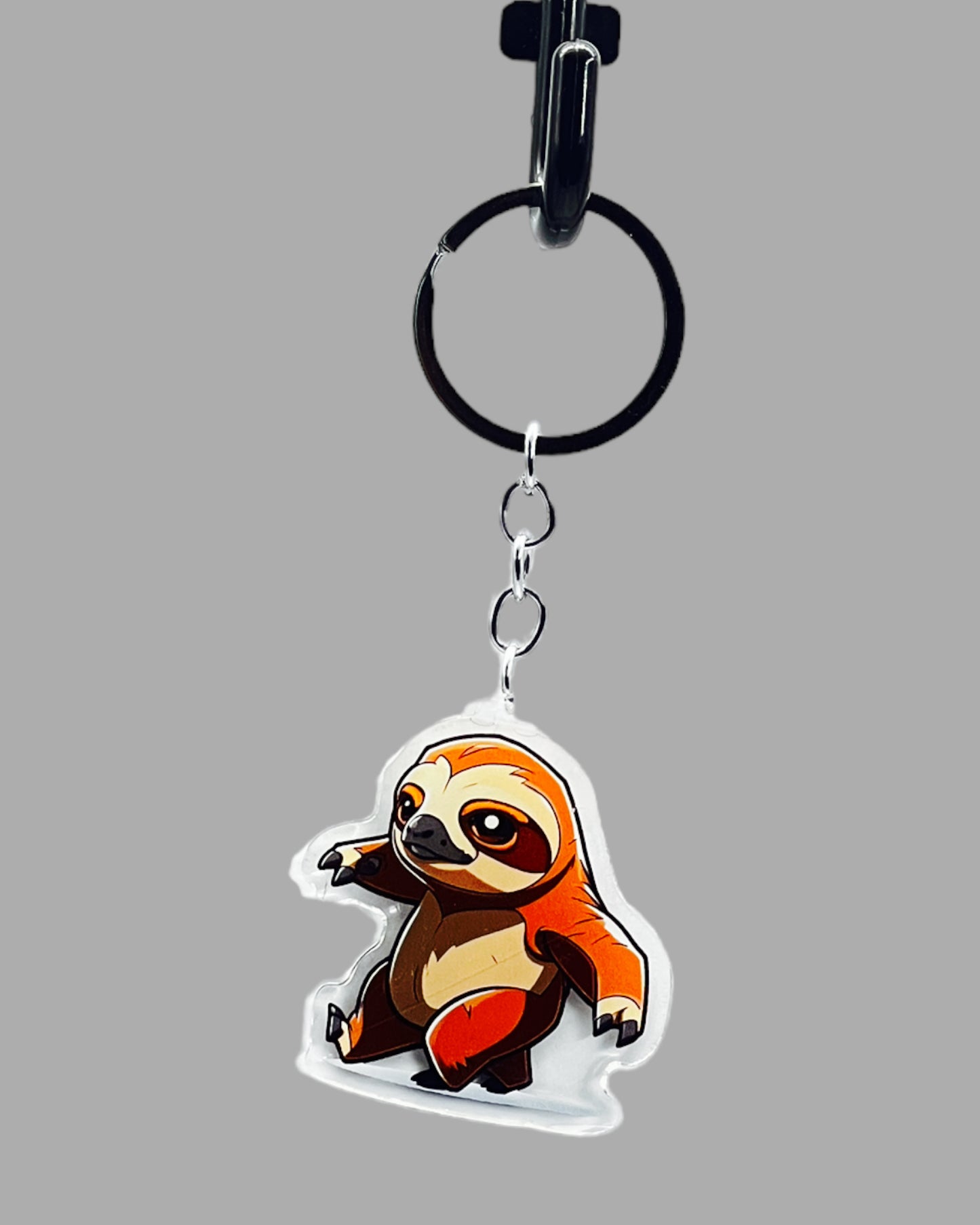 Sloth Acrylic keychain, Wildlife Cute kawaii memorial ornament, pet portrait charm, backpack fob, dad car décor, stocking stuffer, birthday gift