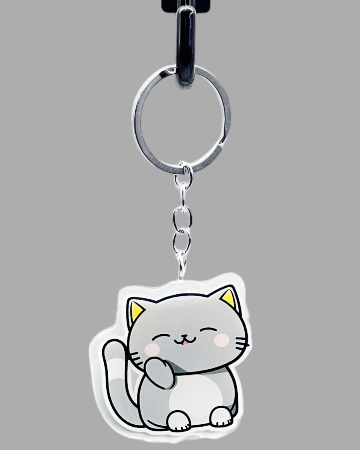 Chartreux Cat Acrylic keychain, Cute kawaii memorial ornament, pet portrait charm gift  backpack fob, dad car décor, first day of school gift