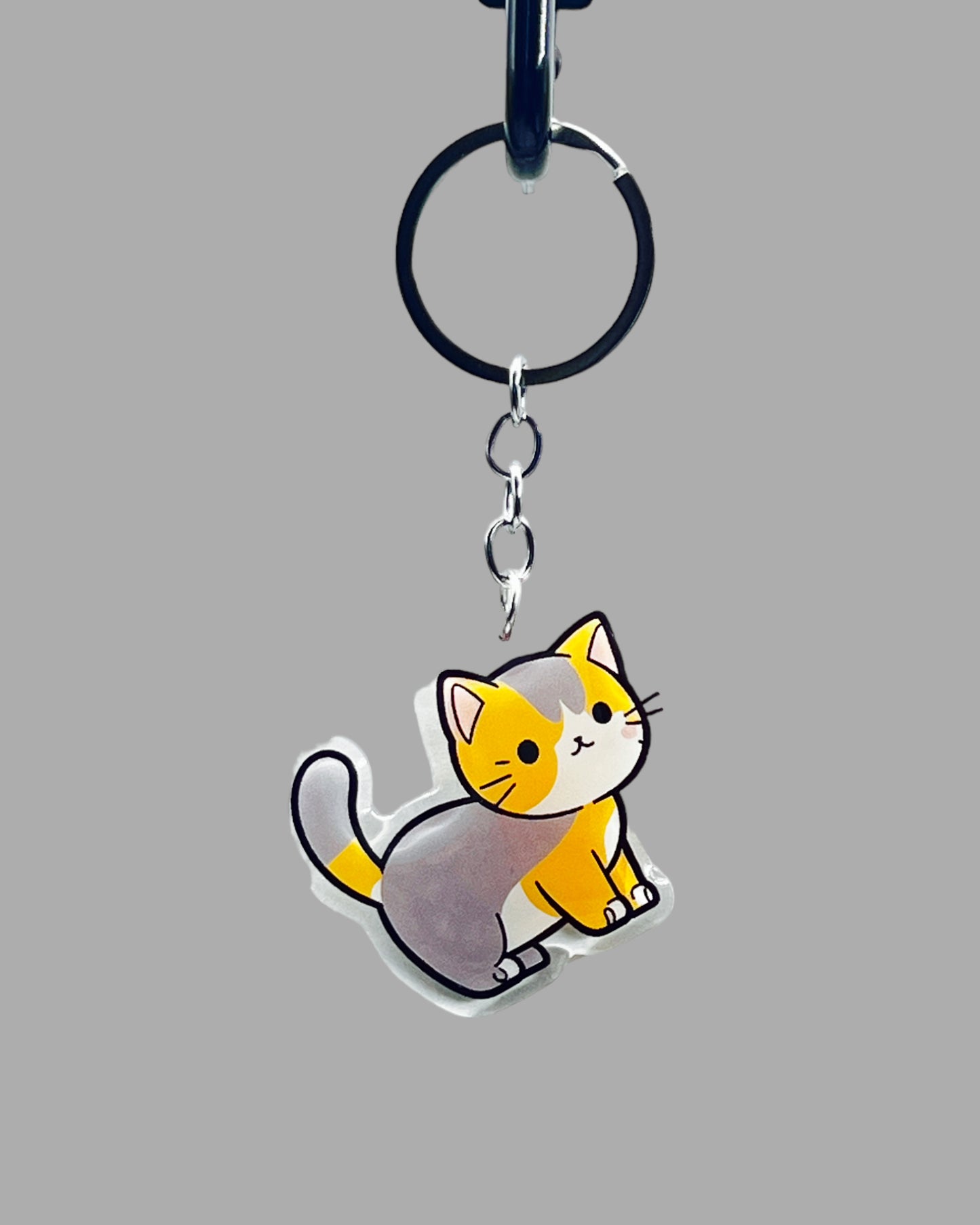 American Short Hair Cat Acrylic Keychain Cute kawaii animal memorial ornament, pet portrait charm gift  backpack photo fob or dad car décor