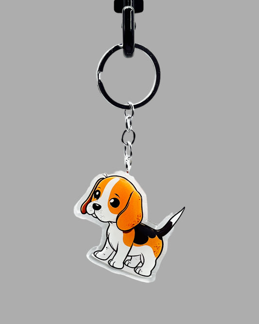 Beagle Dog Acrylic keychain, Cute kawaii animal memorial ornament, pet portrait charm gift  backpack photo fob or dad car décor