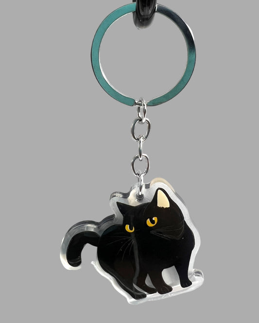 American Short Hair Cat Acrylic Keychain Cute kawaii animal memorial ornament, pet portrait charm gift  backpack photo fob or dad car décor