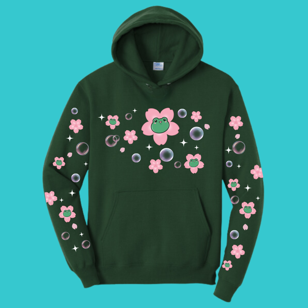 Sakura  Kawaii Frog Sweater Hoodie : Perfect Mother's Day Gift & Fall Winter Essential  .  Trendy, Blossom Style for Your Best Friend