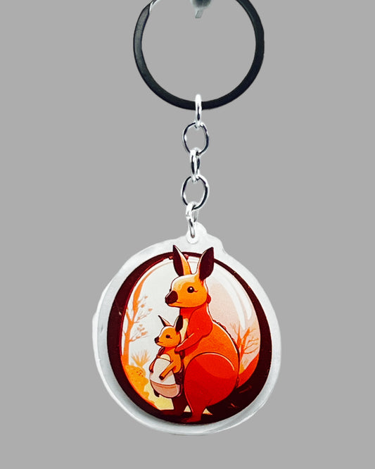 Kangaroo Acrylic keychain, wildlife Jellyfish Acrylic Keychain, Wildlife Cute kawaii memorial ornament, pet portrait charm gift  backpack fob, dad car décor, first day of school gift