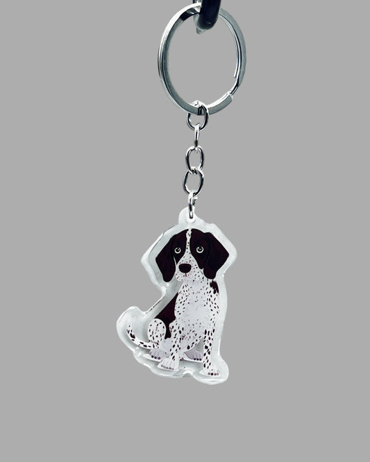 German Shorthaired Pointer Dog Acrylic Keychain, Cute kawaii memorial ornament, pet portrait charm gift backpack fob, dad car décor, dog mom gift