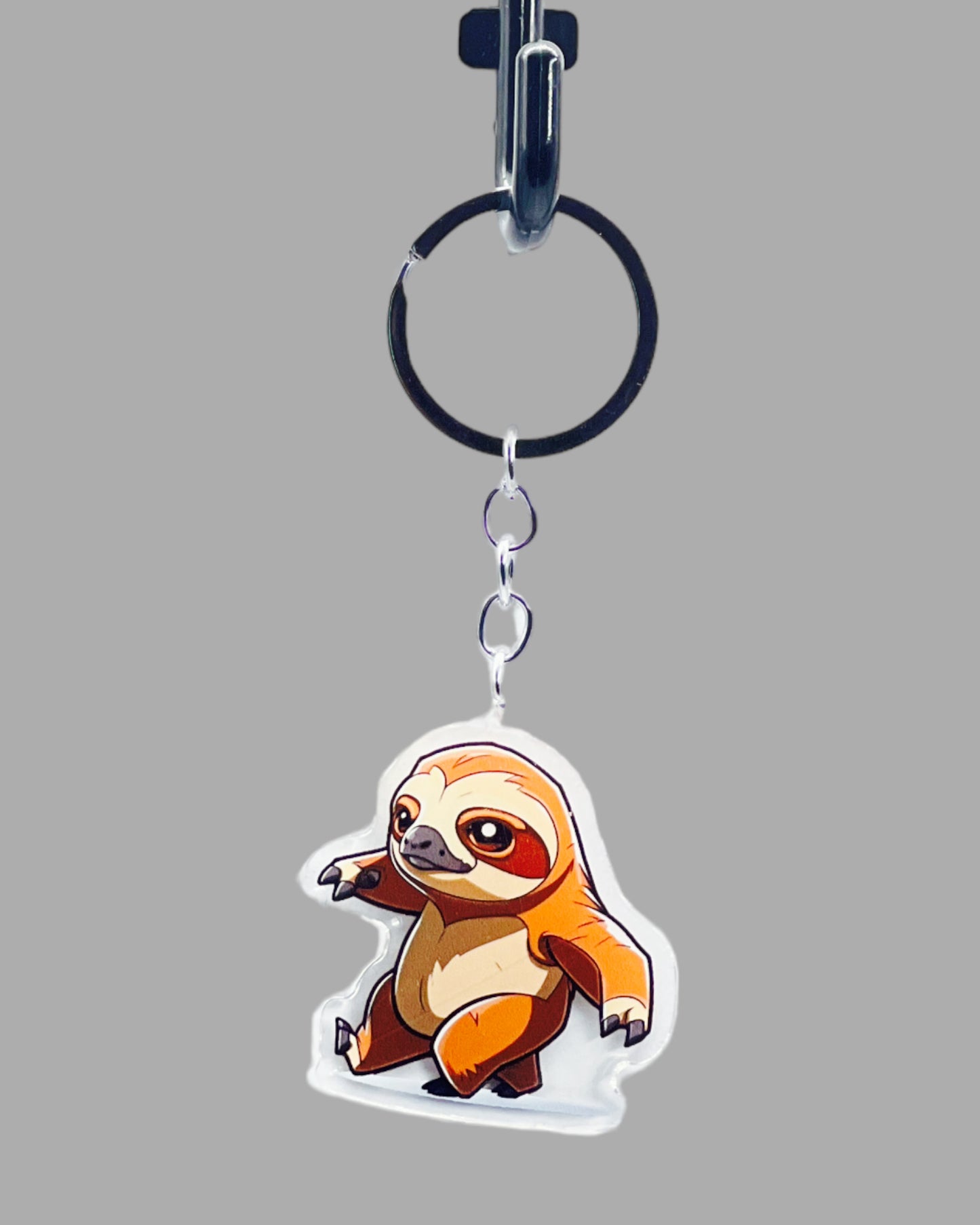 Sloth Acrylic keychain, Wildlife Cute kawaii memorial ornament, pet portrait charm, backpack fob, dad car décor, stocking stuffer, birthday gift