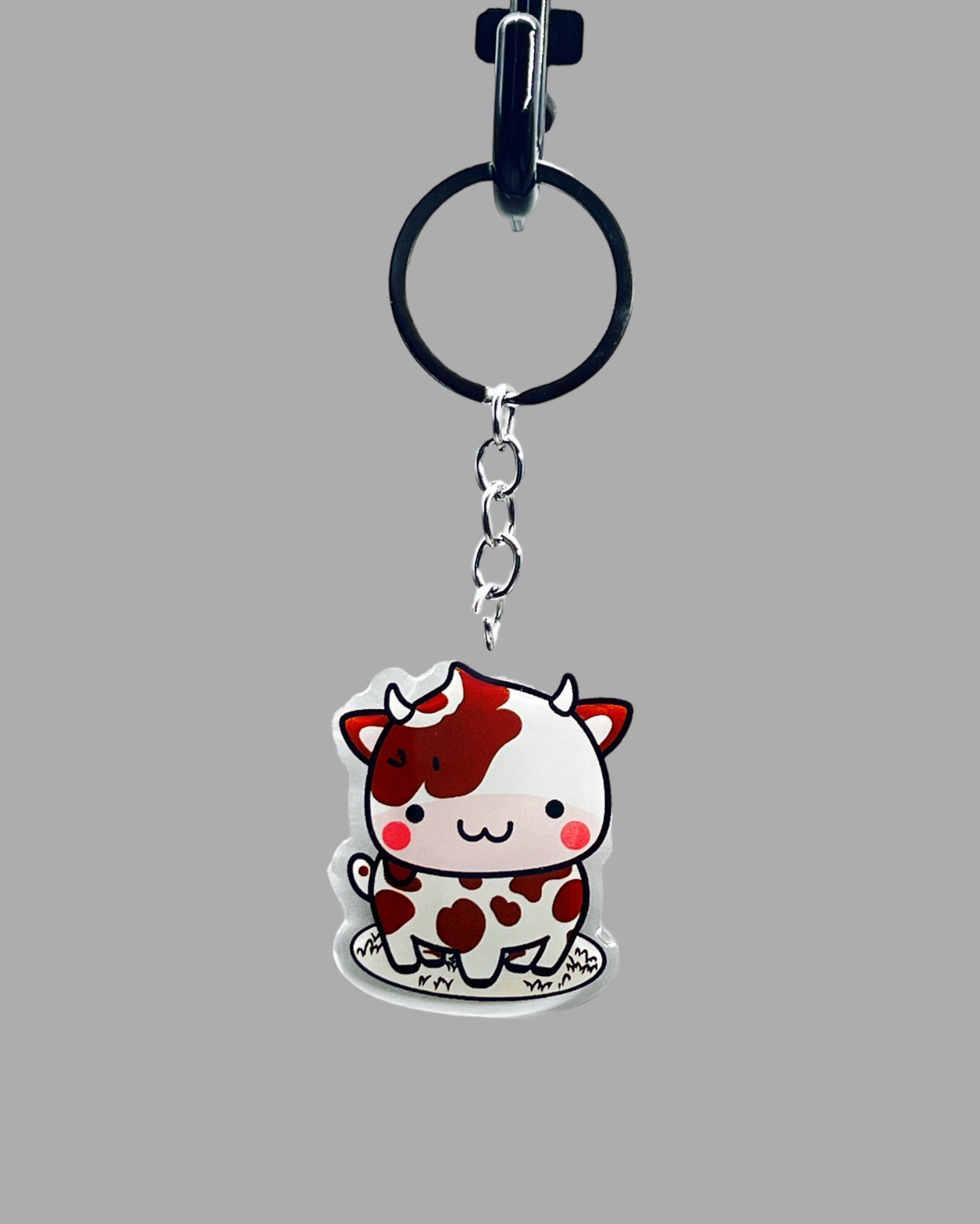 Cow Acrylic keychain, Farm Animal Cute kawaii memorial ornament, pet portrait charm gift  backpack fob, dad car décor, first day of school gift