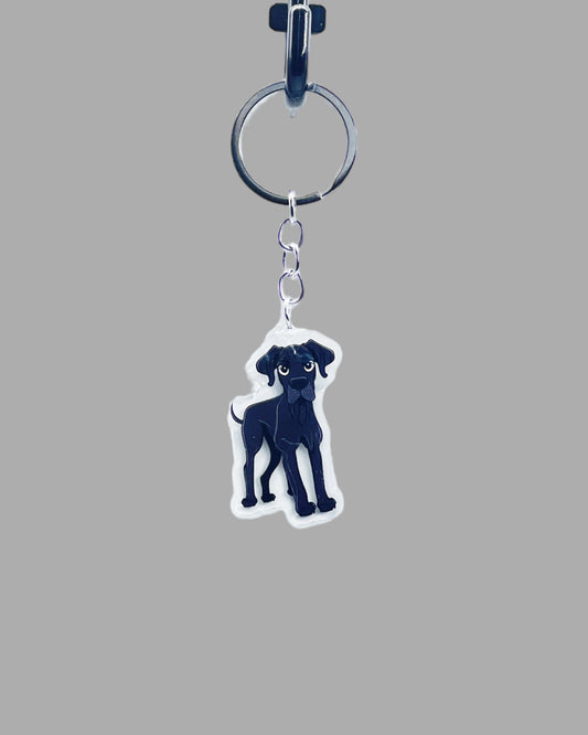 Great Dane Dog Acrylic keychain, Cute kawaii memorial ornament, pet portrait charm gift, backpack photo fob, dad car décor, dog mom gift