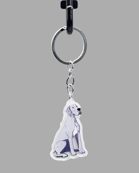 Great Dane Dog Acrylic keychain,  Cute kawaii memorial ornament, pet portrait charm gift, backpack photo fob, dad car décor, dog mom gift