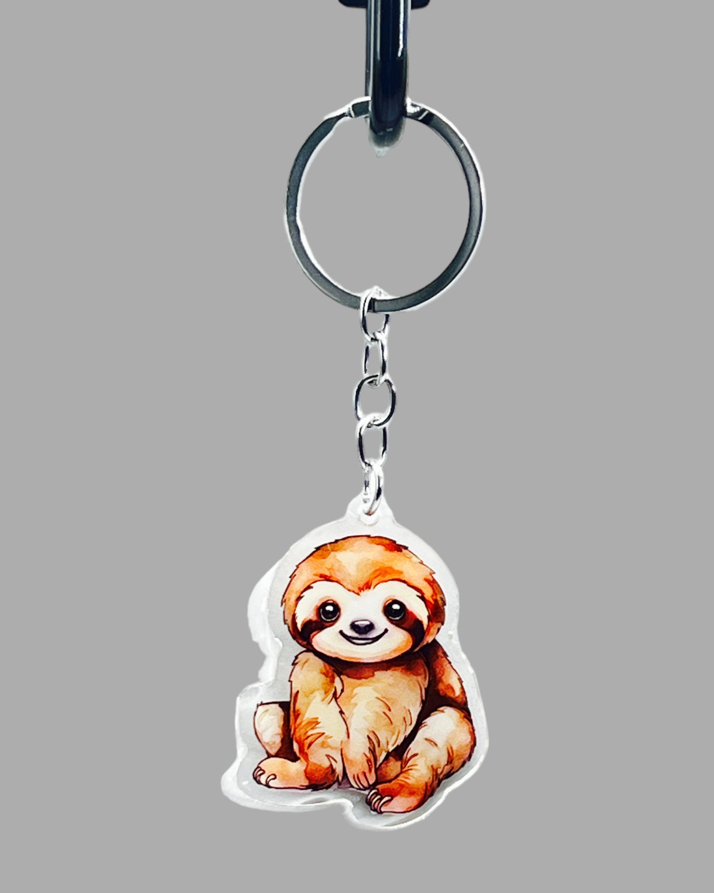 Sloth Acrylic keychain, Wildlife Cute kawaii memorial ornament, pet portrait charm, backpack fob, dad car décor, stocking stuffer, birthday gift