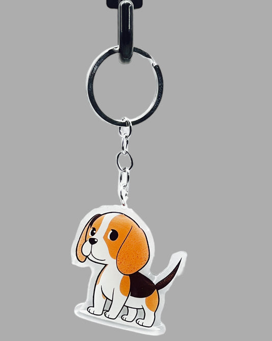 Beagle Dog Acrylic keychain Cute kawaii memorial ornament, pet portrait charm gift  backpack photo fob, dad car décor, first day of school