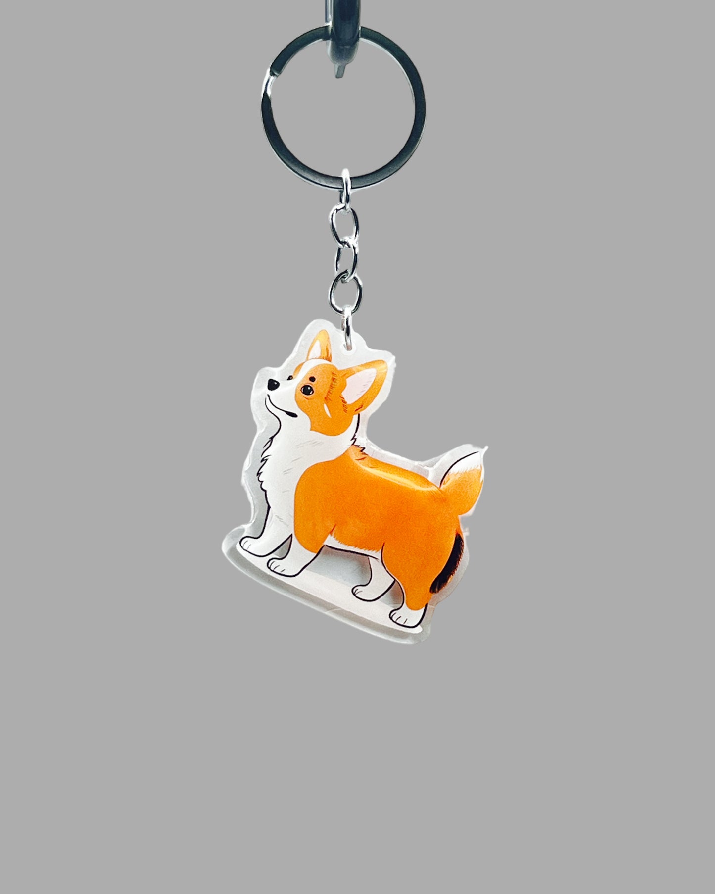 Welsh Corgi Dog Acrylic keychain, Cute kawaii memorial ornament, pet portrait charm gift, backpack photo fob, dad car décor, dog mom gift