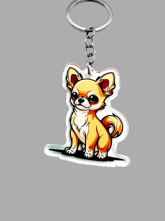 Chihuahua Acrylic Keychain Cute kawaii memorial ornament, pet portrait charm gift  backpack fob, dad car décor, dog mom