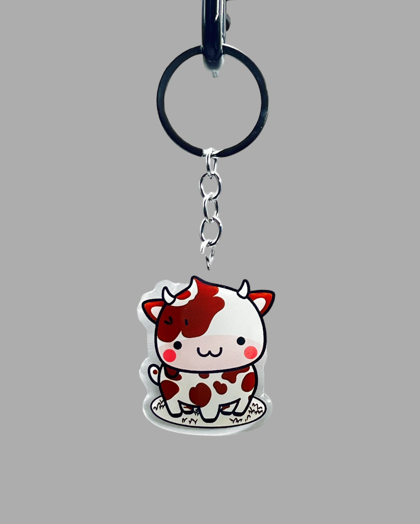 Cow Acrylic keychain, Farm Animal Cute kawaii memorial ornament, pet portrait charm gift  backpack fob, dad car décor, first day of school gift