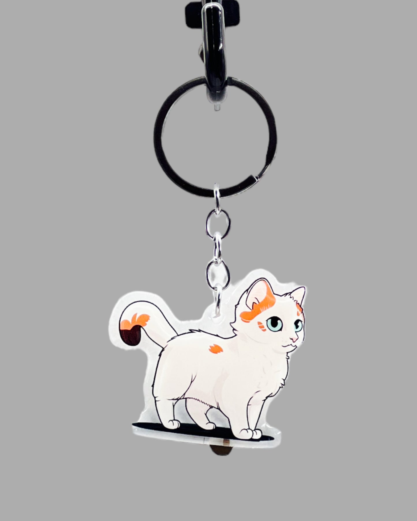 Japanese Bobtail Cat Acrylic keychain, Cute kawaii memorial ornament, pet portrait charm gift  backpack fob, dad car décor, first day of school gift