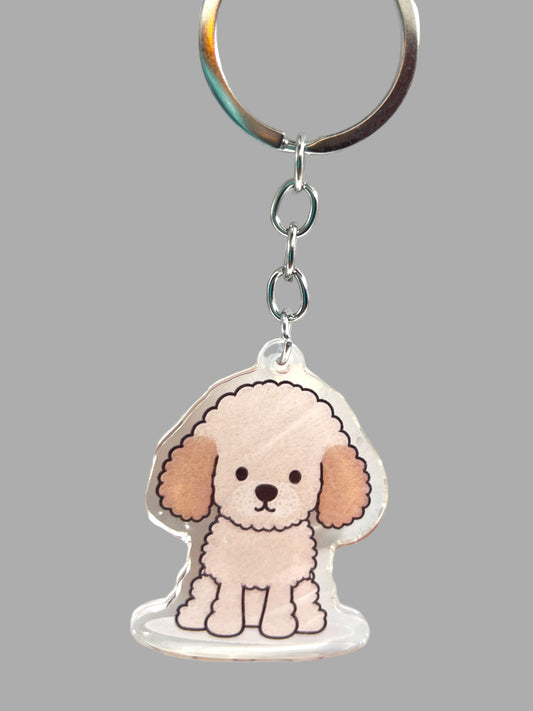 Standard Poodle Dog Acrylic Keychain, Cute kawaii memorial ornament, pet portrait charm gift, backpack fob, dad car décor, dog mom gift