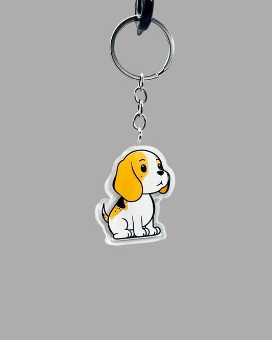 Beagle Dog Acrylic keychain Cute kawaii memorial ornament, pet portrait charm gift  backpack photo fob, dad car décor, first day of school