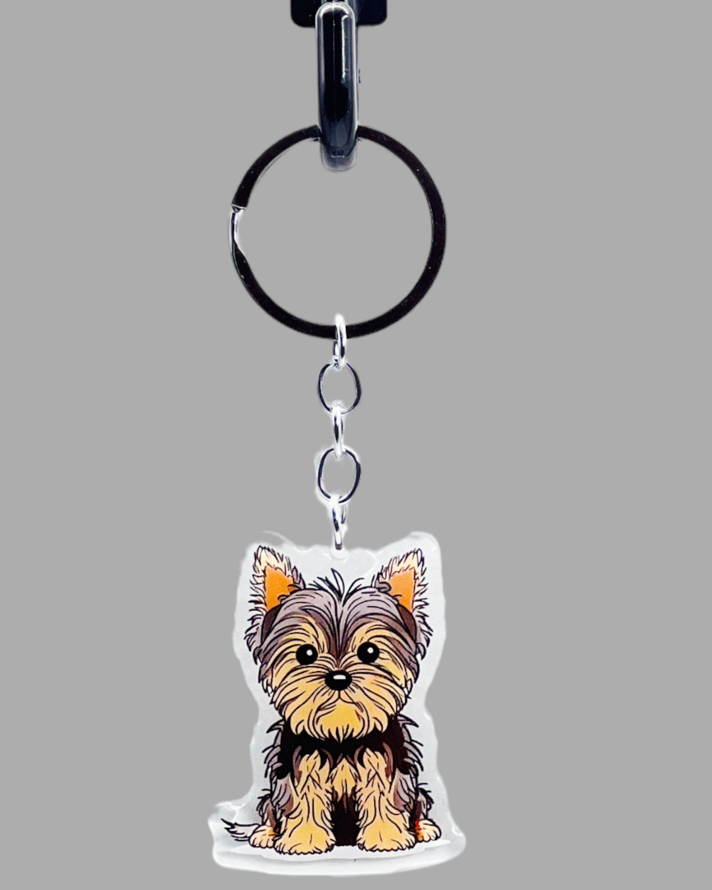 Yorkshire Terrier Dog Acrylic Keychain, Cute kawaii memorial ornament, pet portrait charm gift, backpack photo fob, dad car décor, dog mom gift