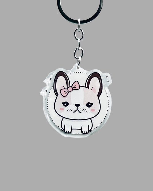 French Bulldog Dog Acrylic Keychain Cute kawaii memorial ornament, pet portrait charm gift  backpack photo fob, dad car décor, dog mom gift