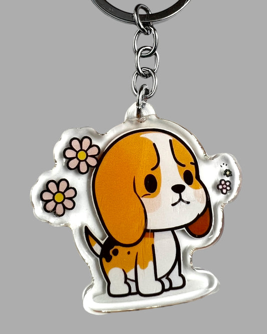 Beagle Dog Acrylic keychain Cute kawaii memorial ornament, pet portrait charm gift  backpack photo fob, dad car décor, first day of school