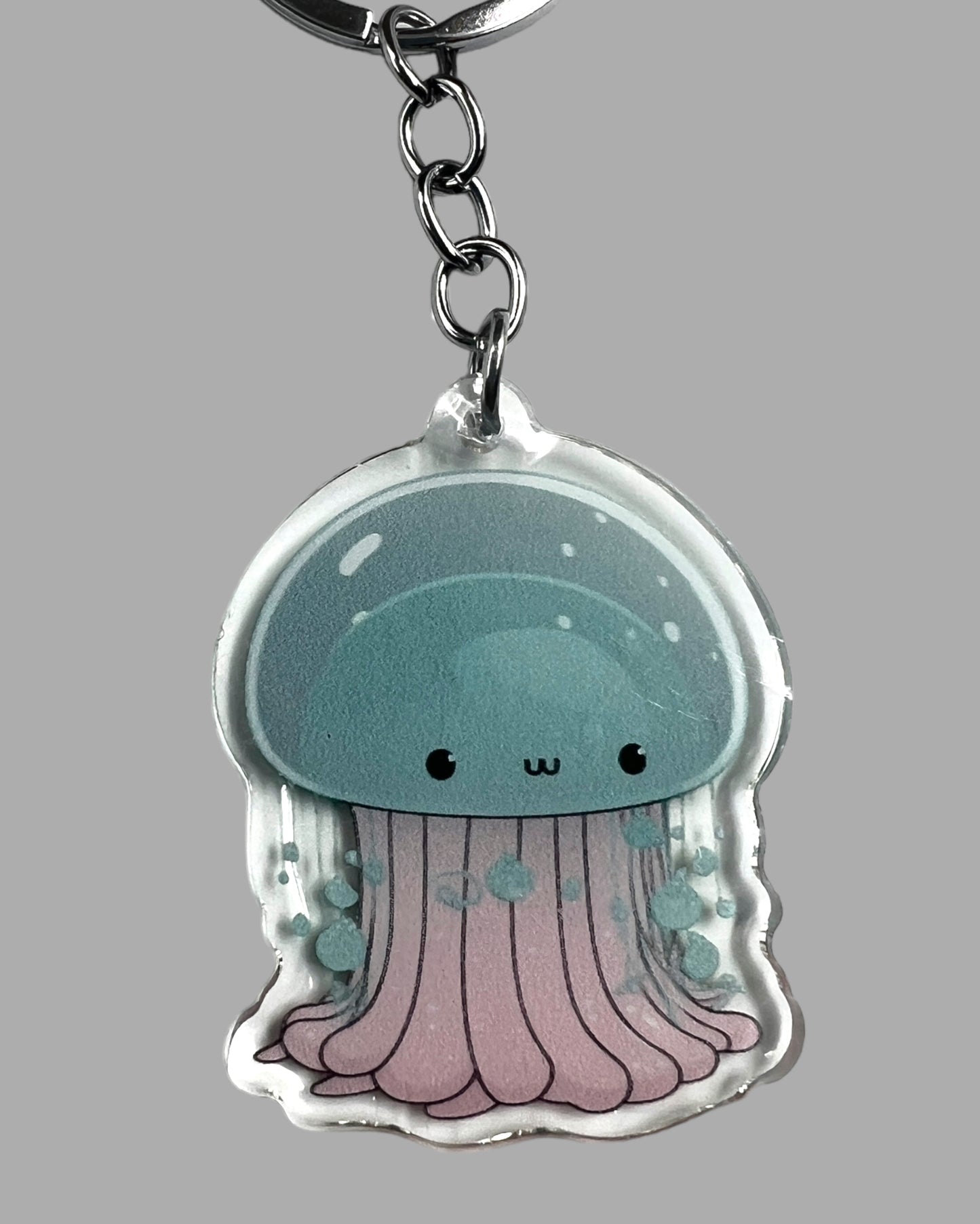 Jellyfish Acrylic Keychain, Wildlife Cute kawaii memorial ornament, pet portrait charm gift  backpack fob, dad car décor, first day of school gift