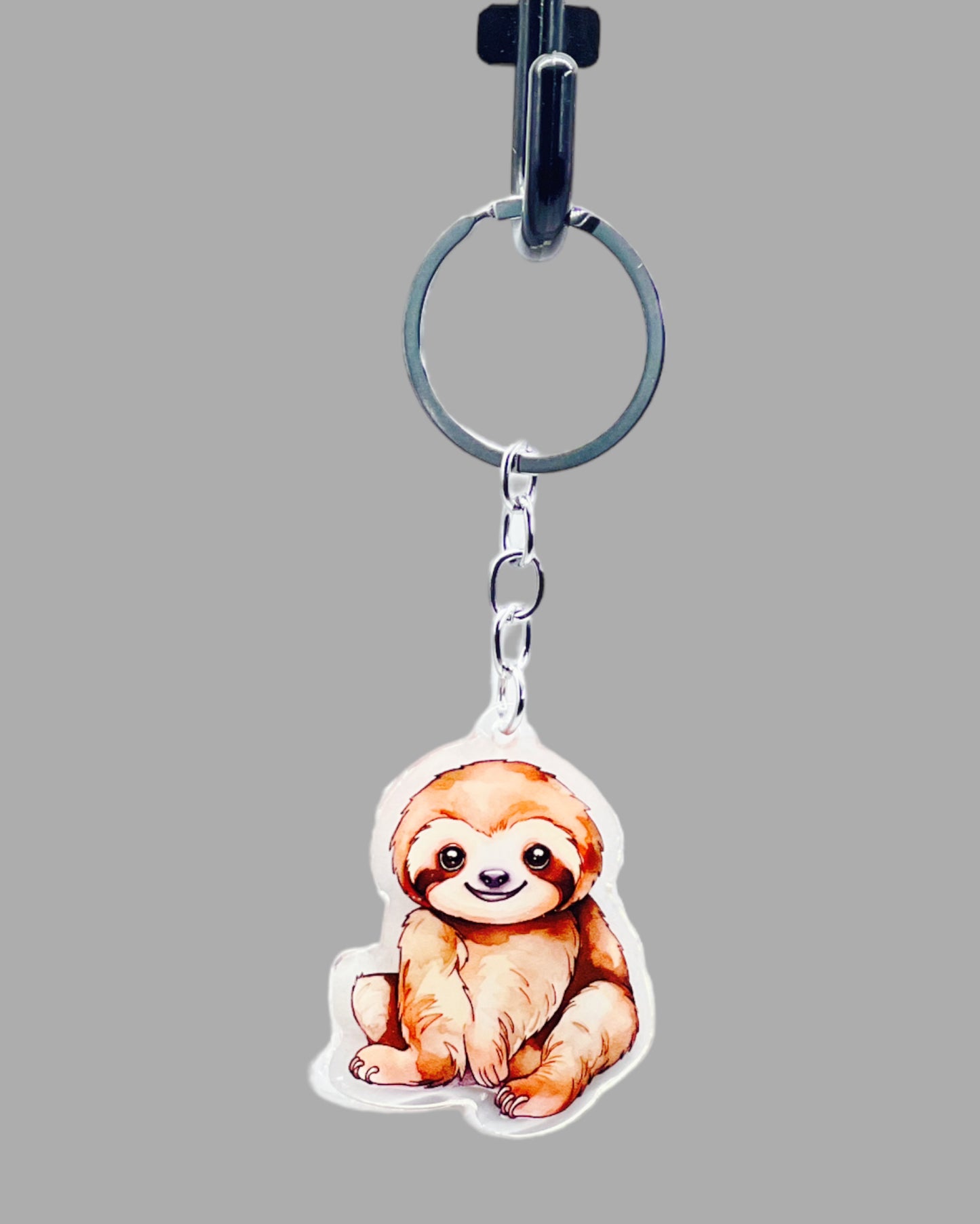 Sloth Acrylic keychain, Wildlife Cute kawaii memorial ornament, pet portrait charm, backpack fob, dad car décor, stocking stuffer, birthday gift