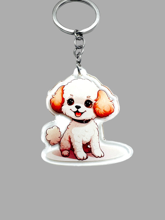 Poodle Dog Acrylic Keychain, Cute kawaii memorial ornament, pet portrait charm gift, backpack fob, dad car décor, dog mom gift