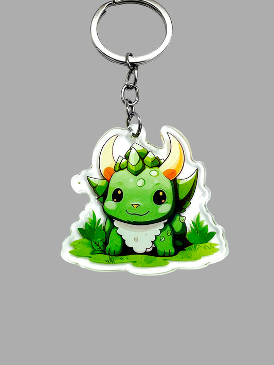 Triceratops (three-horned face) dinosaur wildlife kawaii Acrylic Keychain