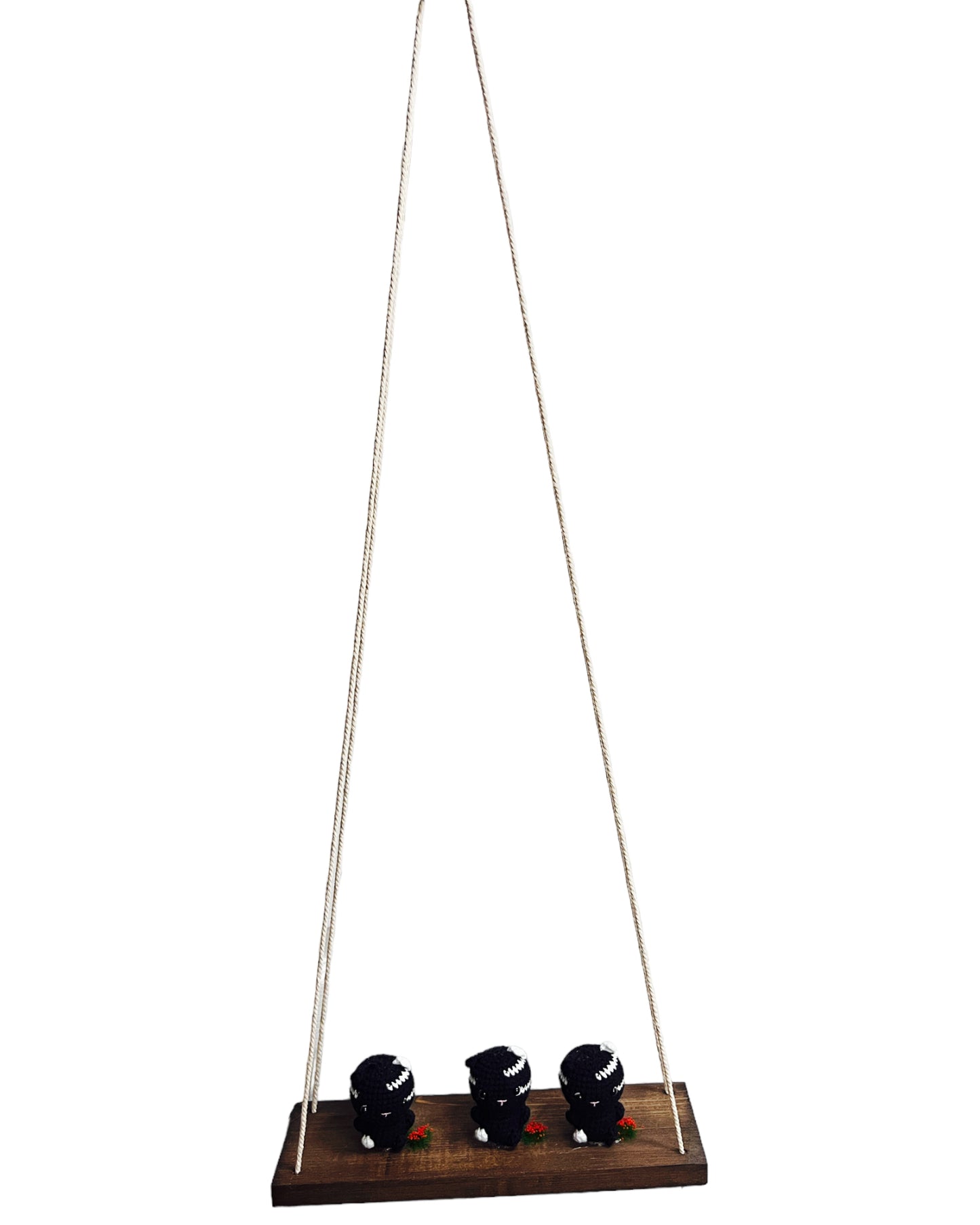 Black cats on a swing  Hanging Wall Shelf