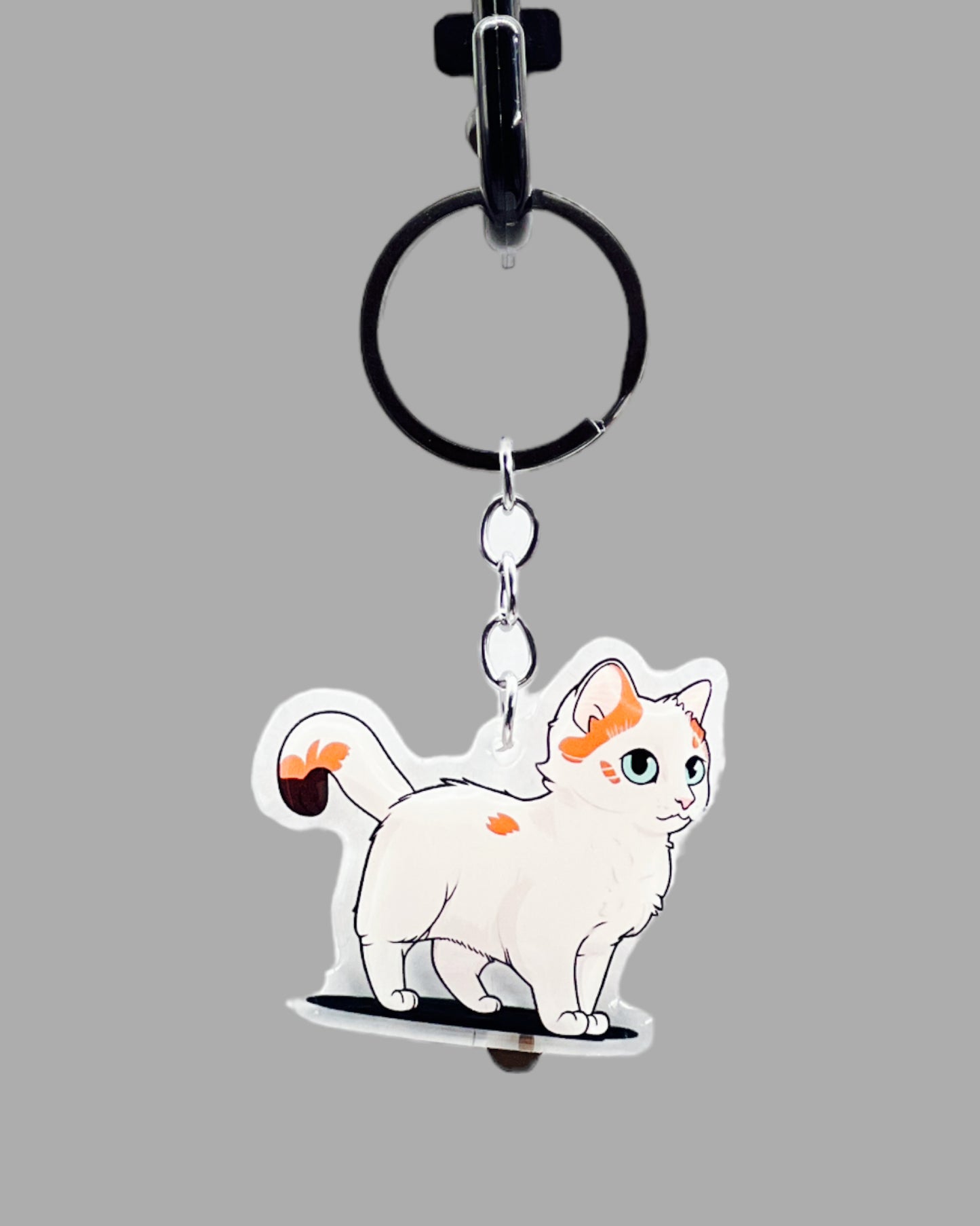 Japanese Bobtail Cat Acrylic keychain, Cute kawaii memorial ornament, pet portrait charm gift  backpack fob, dad car décor, first day of school gift