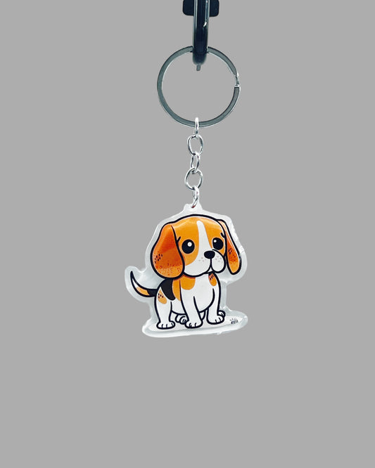 Beagle Dog Acrylic keychain Cute kawaii memorial ornament, pet portrait charm gift  backpack photo fob, dad car décor, first day of school