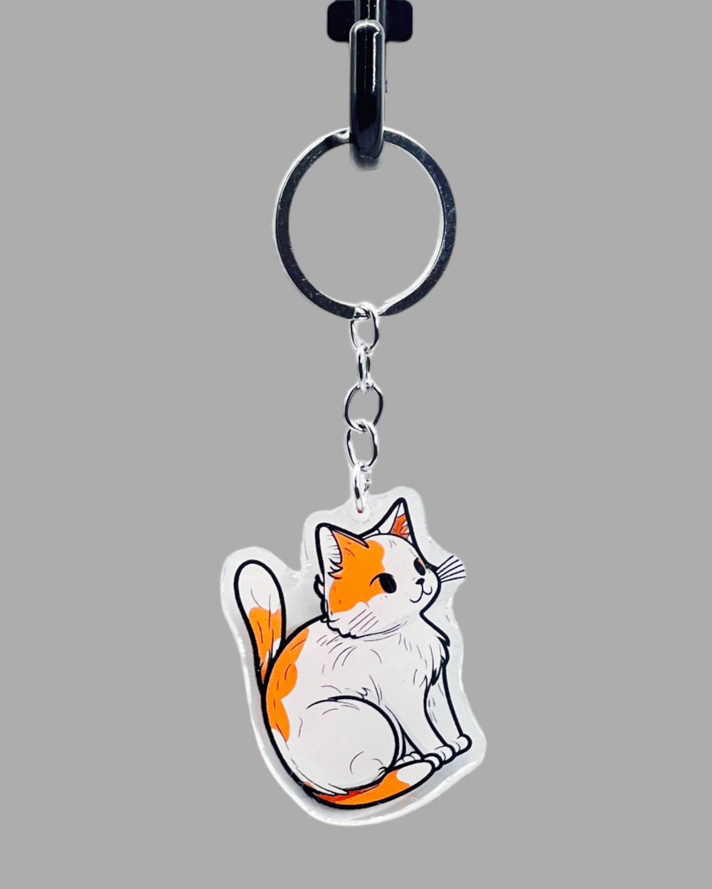 Cymric Cat Acrylic keychain, Cute kawaii memorial ornament, pet portrait charm gift  backpack fob, dad car décor, first day of school gift