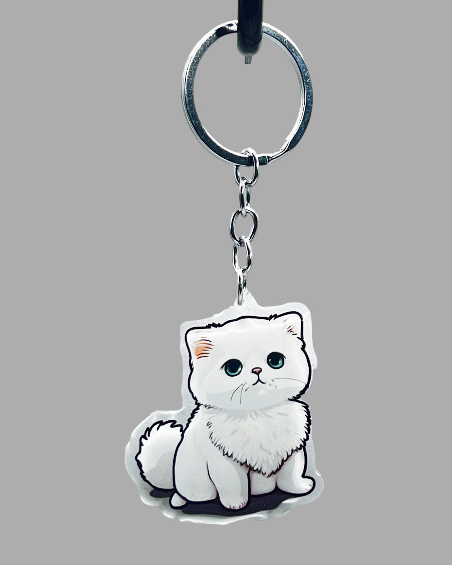 Persian Cat Acrylic Keychain, Cute kawaii memorial ornament, pet portrait charm, backpack fob, dad car décor, stocking stuffer, birthday gift