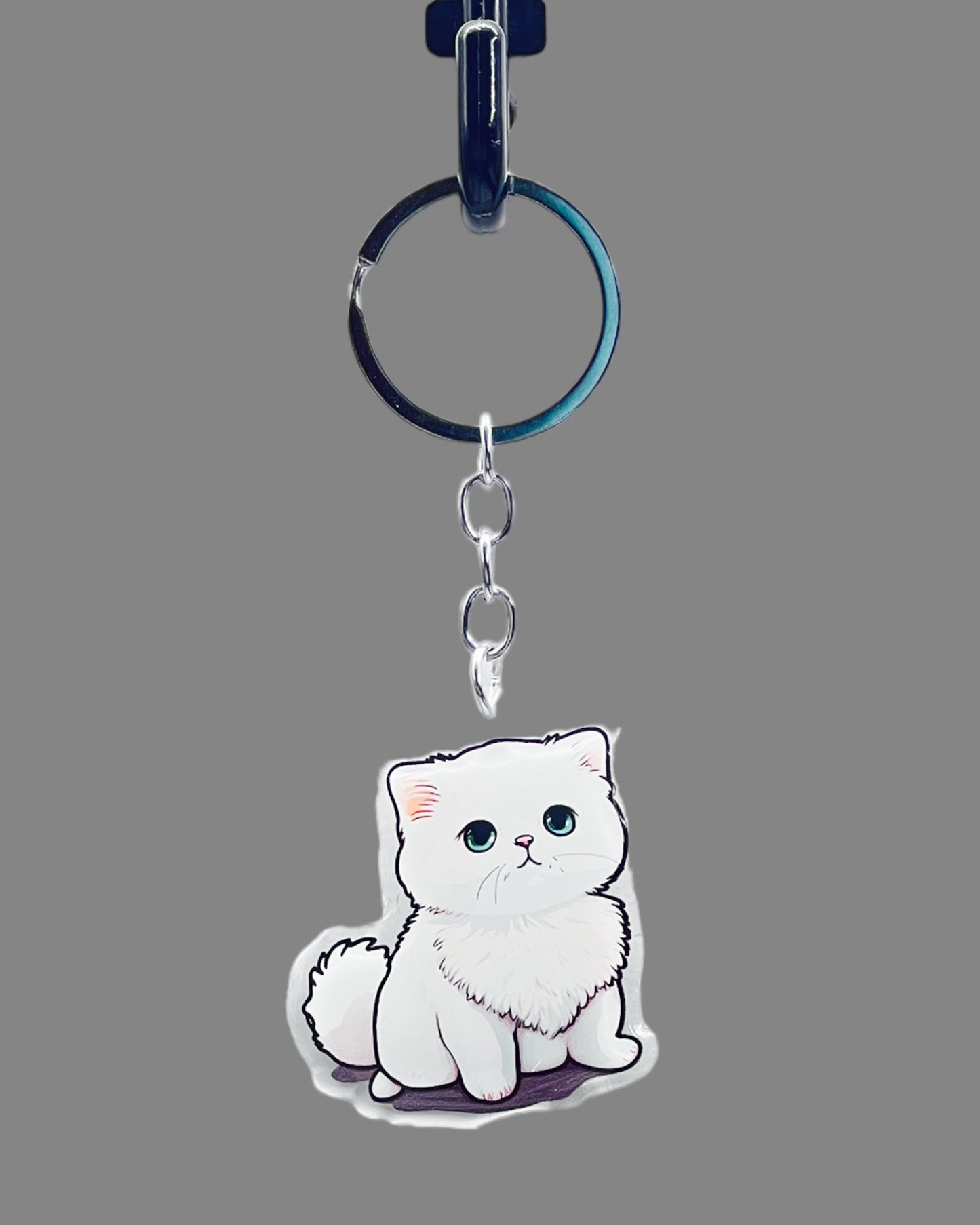 Persian Cat Acrylic Keychain, Cute kawaii memorial ornament, pet portrait charm, backpack fob, dad car décor, stocking stuffer, birthday gift