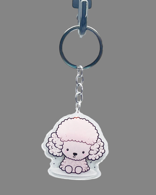 Poodle Dog Acrylic Keychain, Cute kawaii memorial ornament, pet portrait charm gift, backpack fob, dad car décor, dog mom gift