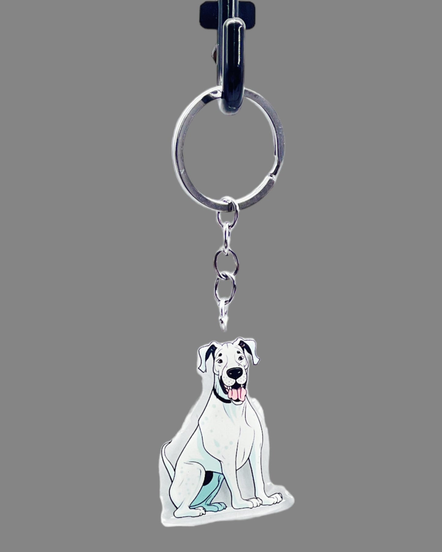 Great Dane Dog Acrylic keychain, Cute kawaii memorial ornament, pet portrait charm gift, backpack photo fob, dad car décor, dog mom gift