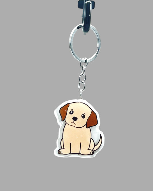 Golden Labrador Dog Acrylic keychain, Cute kawaii memorial ornament, pet portrait charm gift, backpack photo fob, dad car décor, dog mom gift