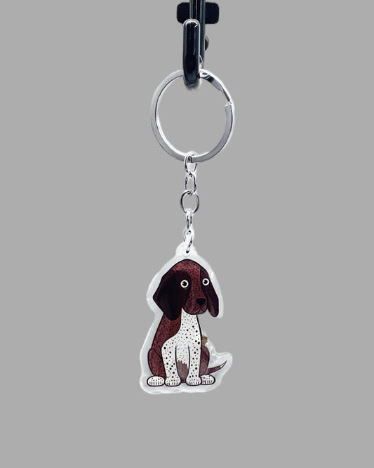 German Shorthaired Pointer Dog Acrylic Keychain, Cute kawaii memorial ornament, pet portrait charm gift backpack fob, dad car décor, dog mom gift