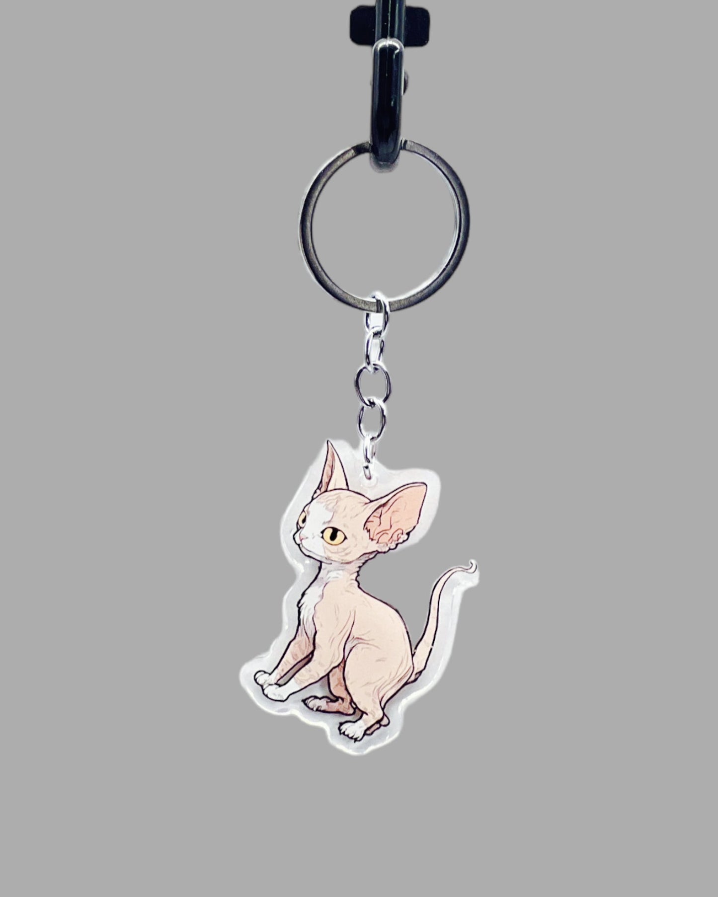 Sphynx Cat Acrylic keychain, Cute kawaii memorial ornament, pet portrait charm, backpack fob, dad car décor, stocking stuffer, birthday gift