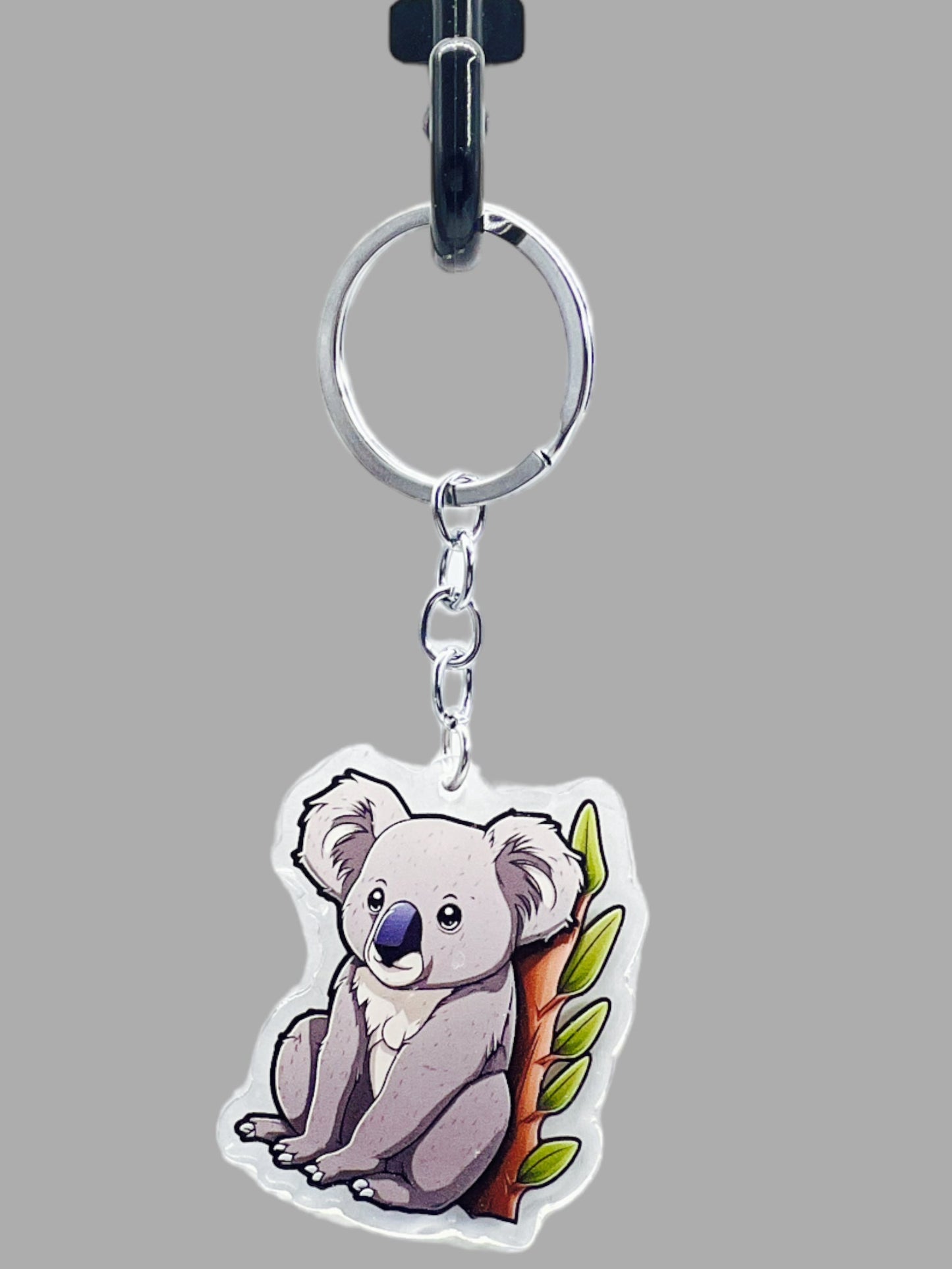 Koala Bear Acrylic Keychain, Wildlife Cute kawaii memorial ornament, pet portrait charm gift  backpack fob, dad car décor, first day of school gift