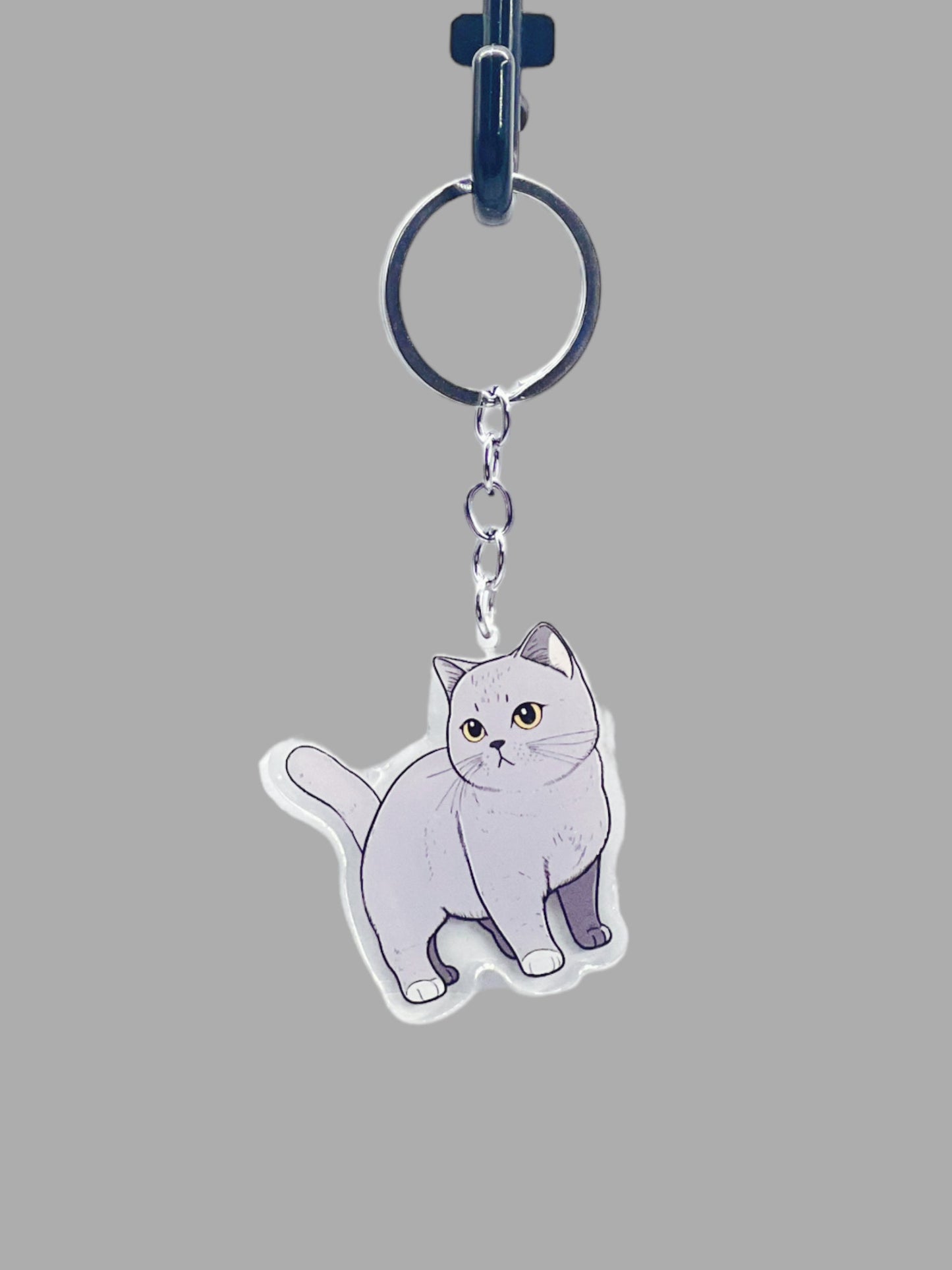 Scottish Fold Cat Acrylic Keychain, Cute kawaii memorial ornament, pet portrait charm, backpack fob, dad car décor, stocking stuffer, birthday gift