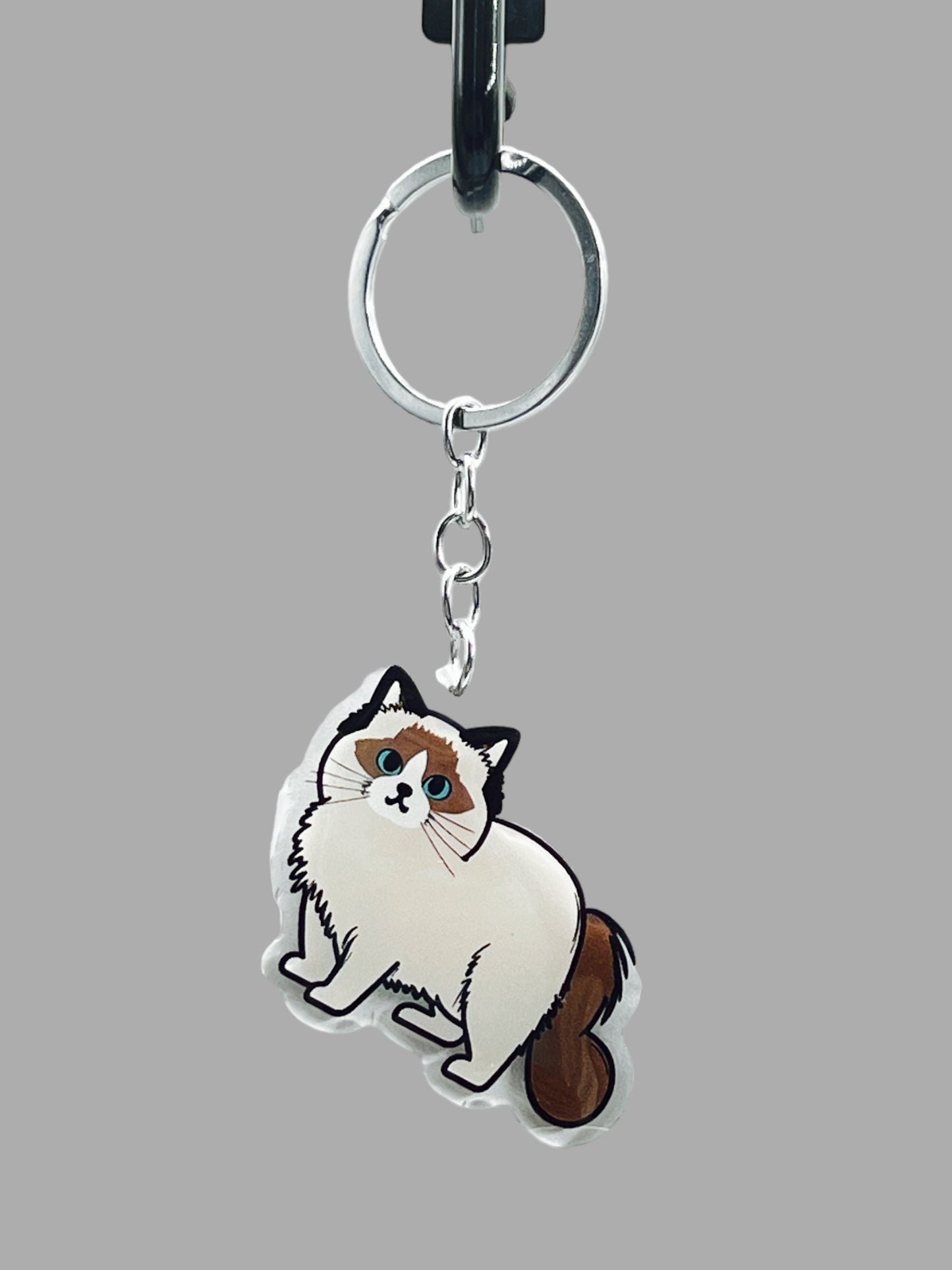 Siamese Cat Acrylic Keychain, Cute kawaii memorial ornament, pet portrait charm, backpack fob, dad car décor, stocking stuffer, birthday gift