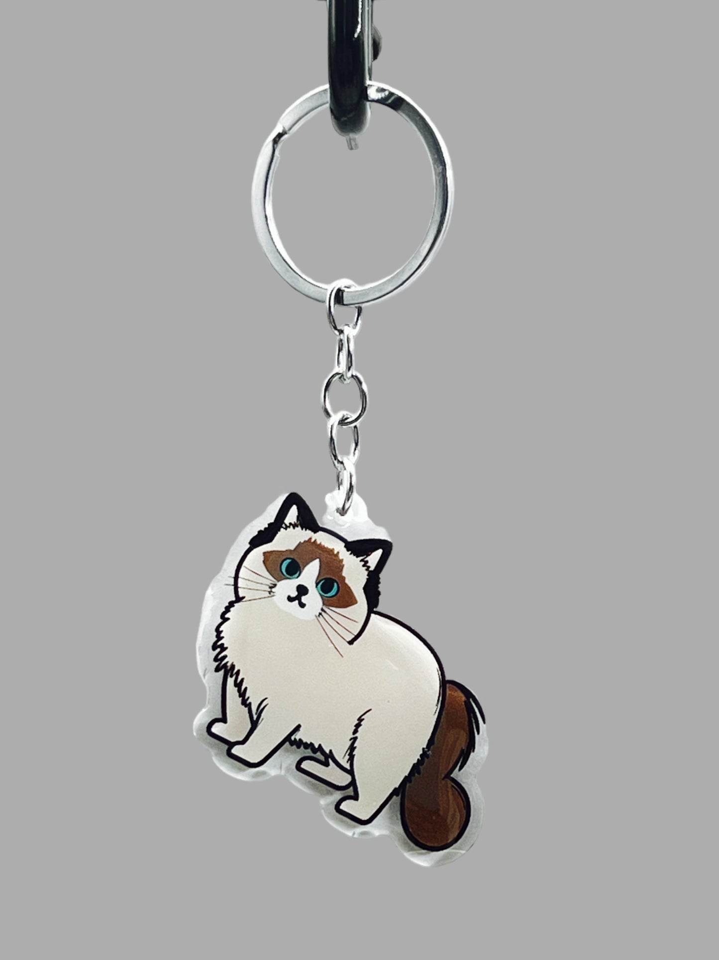 Siamese Cat Acrylic Keychain, Cute kawaii memorial ornament, pet portrait charm, backpack fob, dad car décor, stocking stuffer, birthday gift