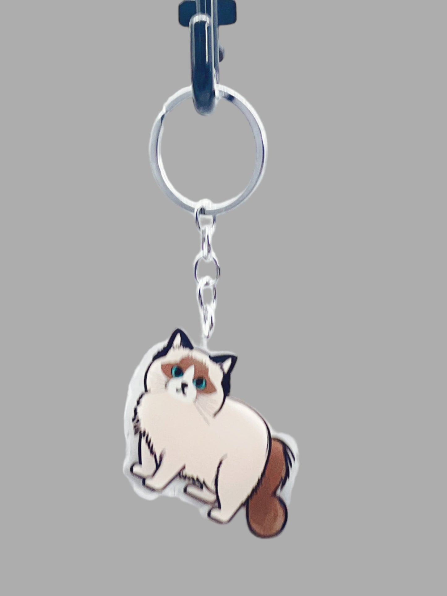 Siamese Cat Acrylic Keychain, Cute kawaii memorial ornament, pet portrait charm, backpack fob, dad car décor, stocking stuffer, birthday gift