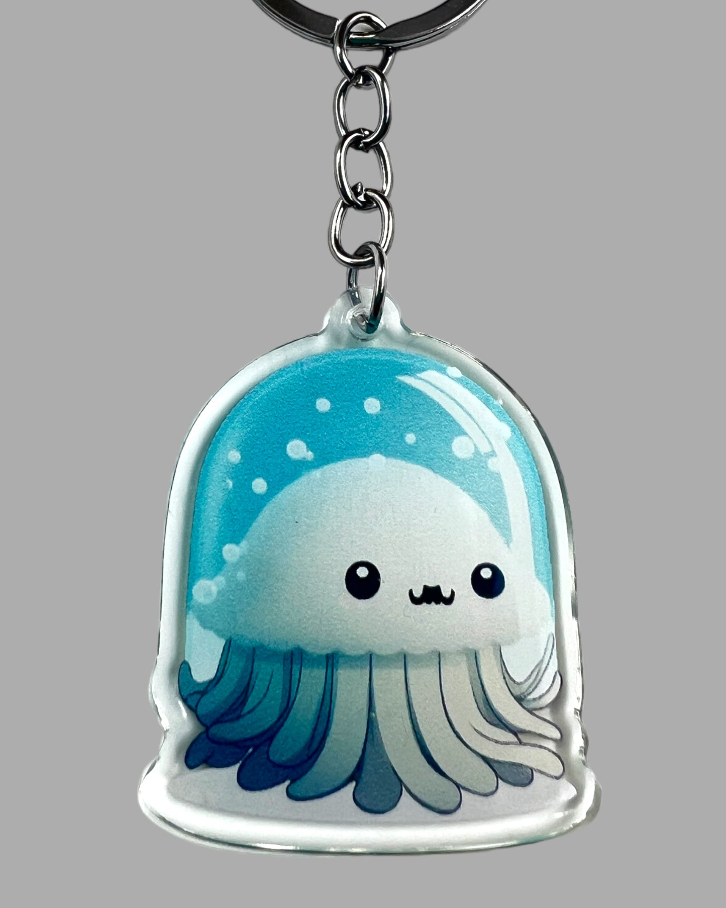 Jelly Fish Acrylic Keychain, Wildlife Cute kawaii memorial ornament, pet portrait charm gift  backpack fob, dad car décor, first day of school gift