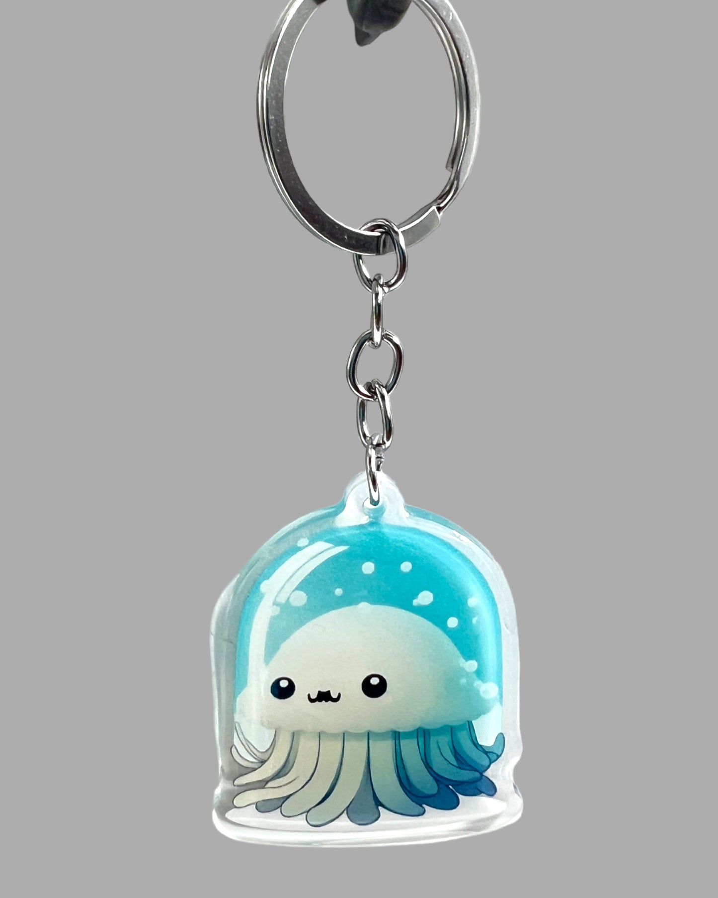 Jelly Fish Acrylic Keychain, Wildlife Cute kawaii memorial ornament, pet portrait charm gift  backpack fob, dad car décor, first day of school gift