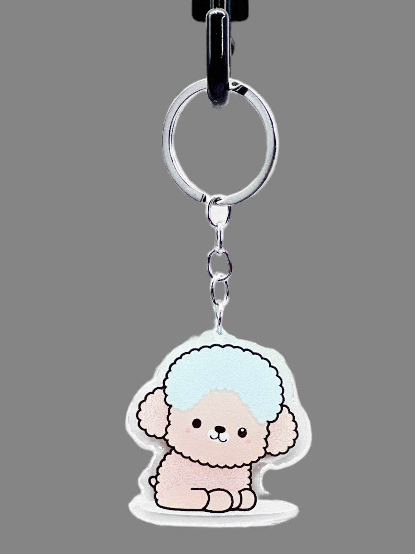 Poodle Dog Acrylic Keychain, Cute kawaii memorial ornament, pet portrait charm gift, backpack fob, dad car décor, dog mom gift