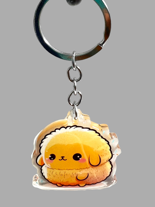 Illama kawaii farm animal Acrylic Keychain, Cute kawaii memorial ornament, pet portrait charm gift  backpack fob, dad car décor, first day of school gift